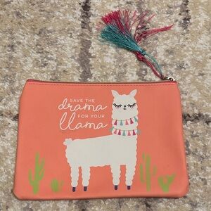 Llama Cosmetic Bag - Coral